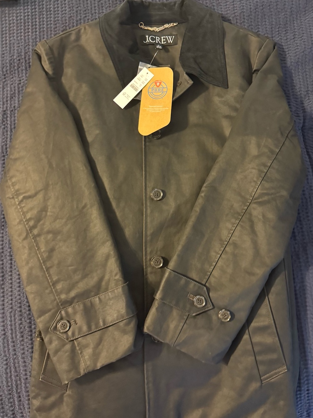 J. Crew Black Grey Coated Barn Jacket Button Front - Picture 10 of 12